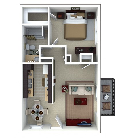 Floor plan for 1 bed, 1 bath, 850 sqft